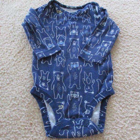 Carters 3‎ Pc Bear Shirt Bodysuit Pants Outfit Boys Size 6M Blue Yellow Striped - Picture 4 of 9
